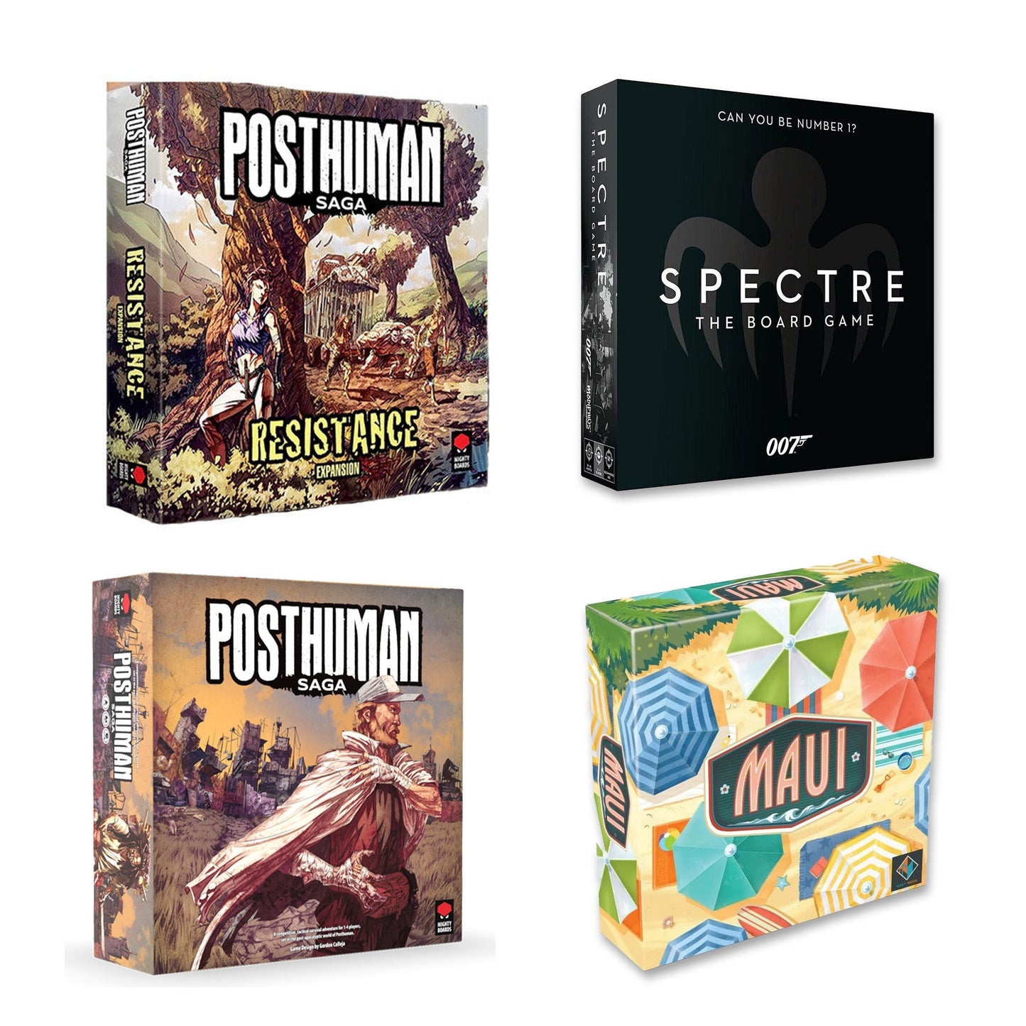 Board Game Lovers Special BIG Bundle | Spectre The Board Game 007 & Maui Board Game & Posthuman & Posthuman Resistance Saga | Bundle of 4 - Bundle Please