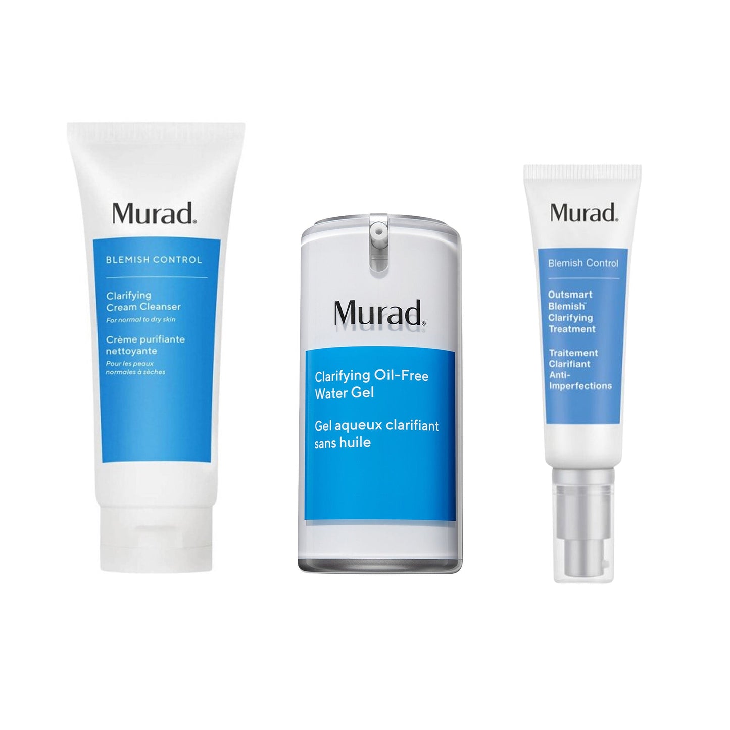 Murad Blemish Control Clarifying Cleanser & Murad Outsmart Blemish Clarfiying Treatment & Murad Clarifying Oil-Free Water Gel | Bundle of 3 - Bundle Please